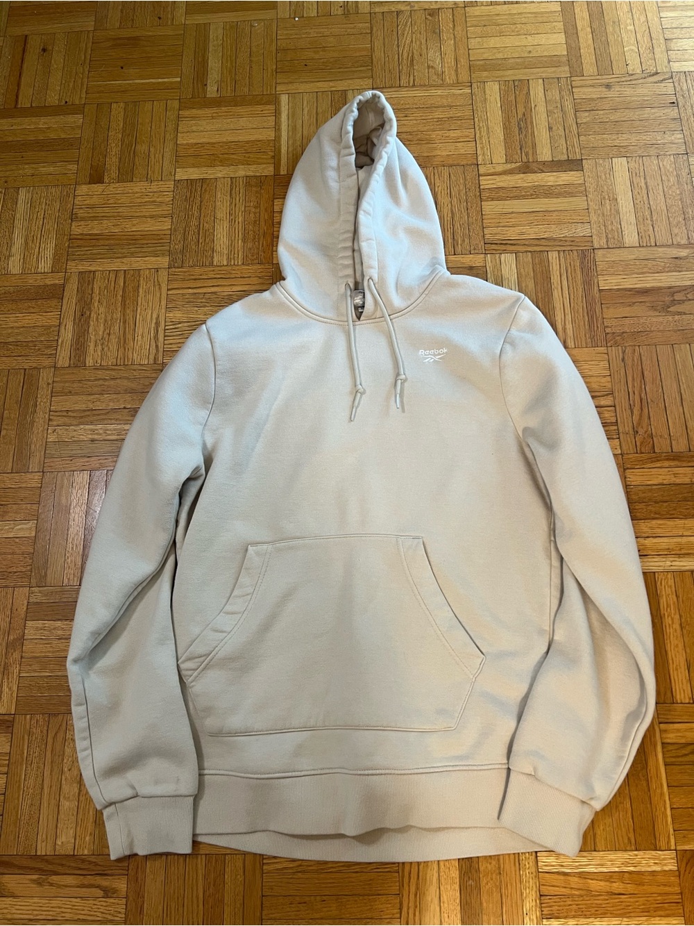 Reebok Men's Beige Hooded Pullover Sweatshirt size large